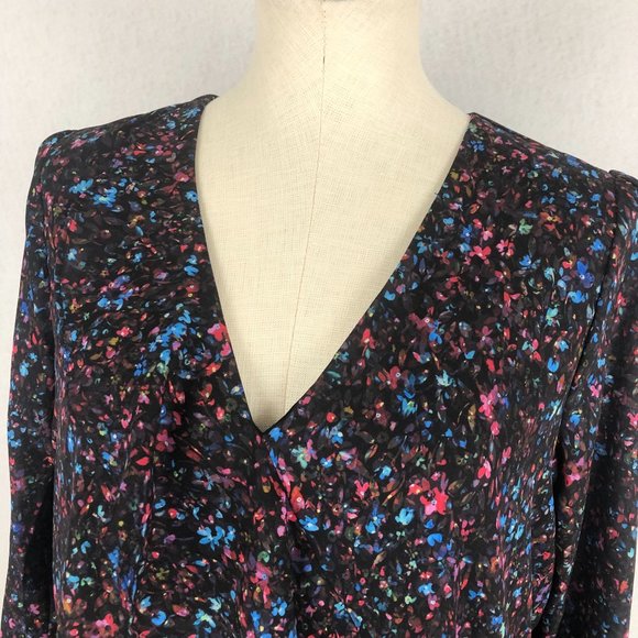 Parker NWT $398 Women's Medium Long Sleeve Ruffle Mini Ditsy Floral Shirt Dress - Picture 5 of 12